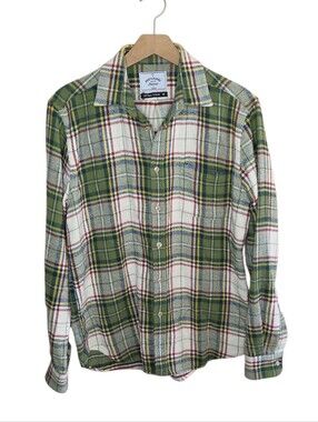 Portuguese Flannel Portland Plaid Check Shirt Green Yellow Red Size Medium